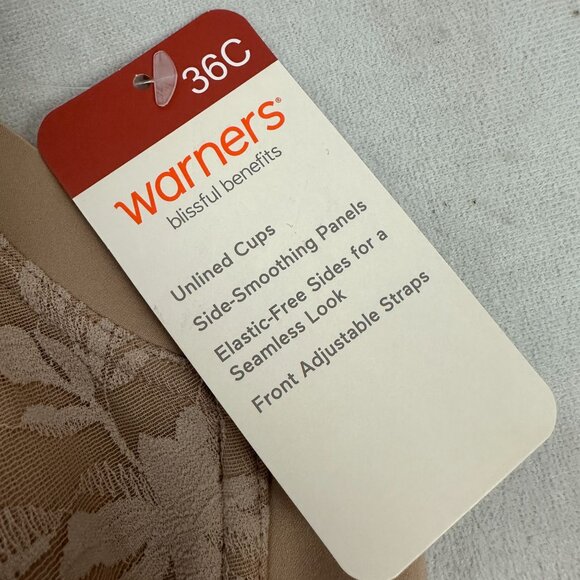 Warners Blissful Benefits Underarm Smoothing T Shirt Bra 36C Unlined Floral - Picture 5 of 7